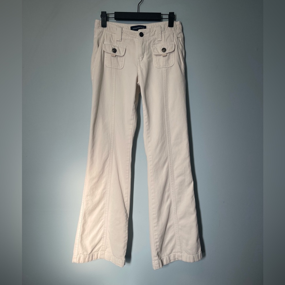 Aeropostale Cream Low Rise Flare Women's Denim
